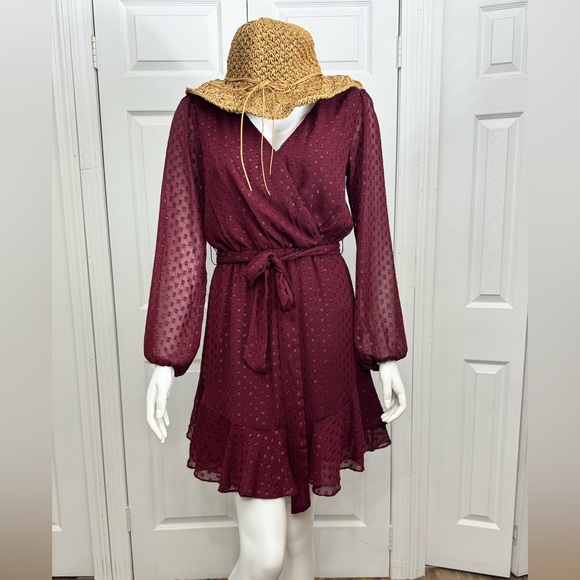 Premier Amour Maroon Long Sleeve Dress Size 4 NWT - Picture 12 of 13